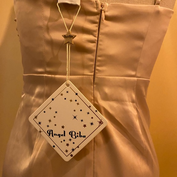 Angel Biba Blush Ruched Midi Dress size small with cut out accent - Picture 3 of 9